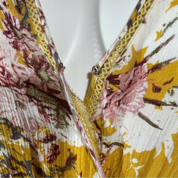 Chic Soul Mustard Floral Romper 2X (16-18) Plus Size Boho Festival - Picture 6 of 16